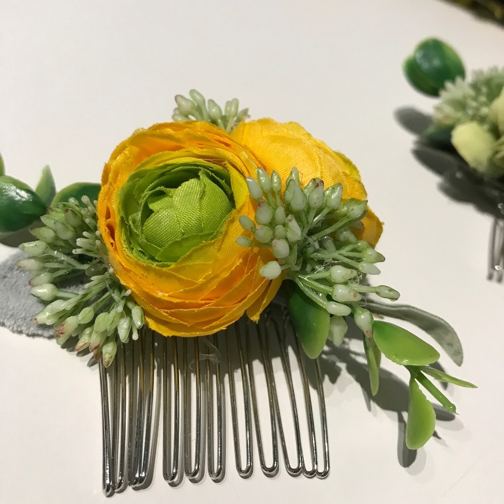 Hand Crafted Bohemian Haircomb Bridal Hair Festival Wedding  Yellow FINAL SALE